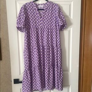 First Love Purple Puff Sleeve Midi Sundress